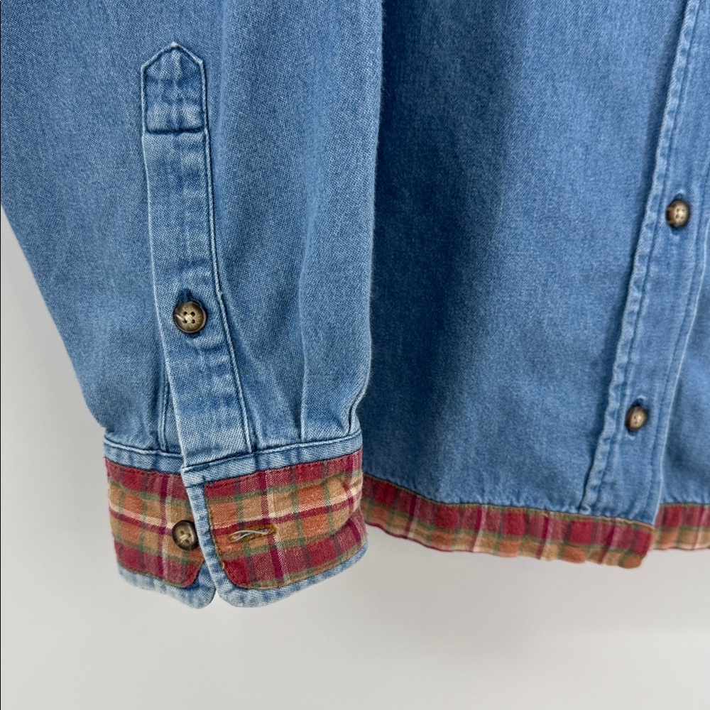 Vintage Lighthouse Chambray Denim Patch Work Butt… - image 6